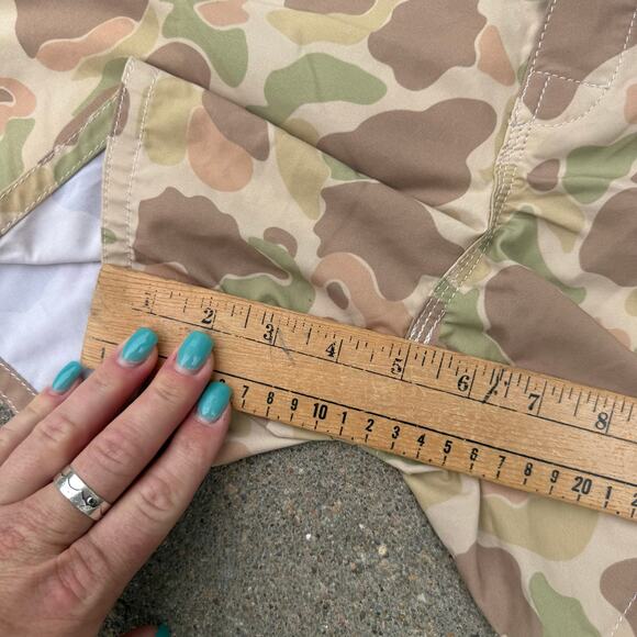 Birdwell Beach Britches Camo Button Fly Lace Tie Cargo Shorts USA Peace Size 12 - Picture 7 of 12